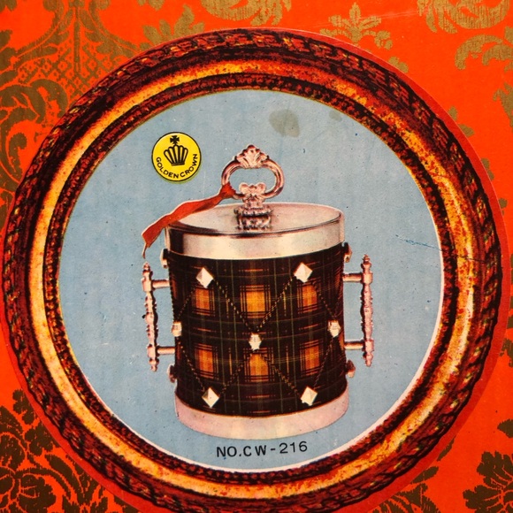 Vintage Tartan Ice Bucket with Lid,  Hong Kong Drum style With Original Box - Picture 2 of 16